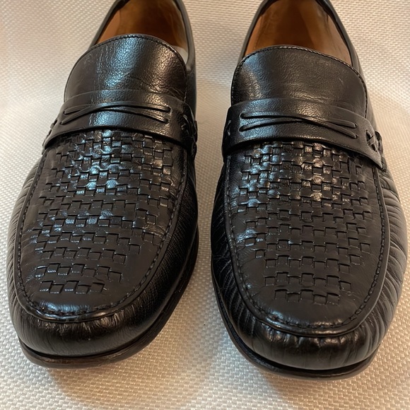 Dacks Black Hand Sewn Vamps Weave Woven Loafers Size 10 - Picture 2 of 9